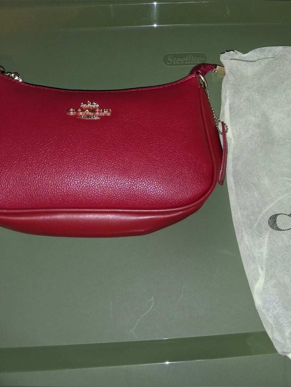 Coach Red Pebbled Leather Shoulder Hobo . NEW  N0